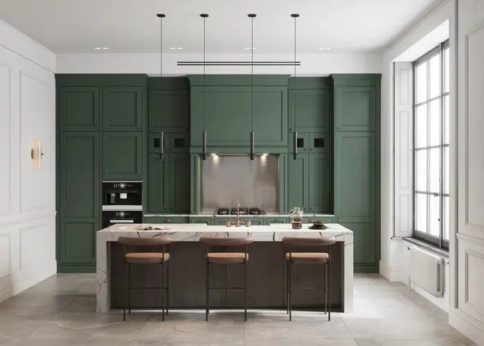 green kitchen cabinets
